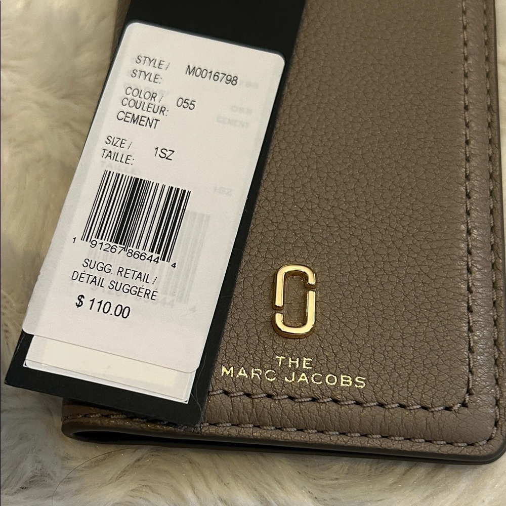 NWT $110 Marc Jacobs Slim Pebble Leather Card - Cement - Picture 3 of 9